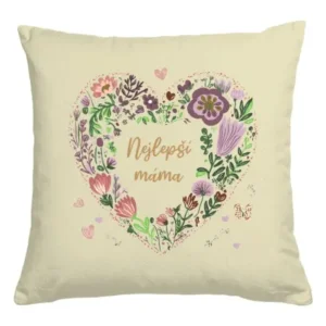 Bavlněný polštář s potiskem Nejlepší máma