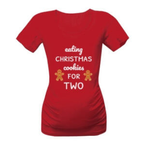 Těhotenské tričko s potiskem Eating christmas cookeis for two
