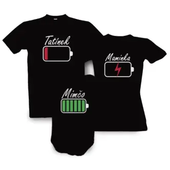 Rodinná trička s potiskem Vybité baterky