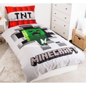 Dětské bavlněné povlečení s potiskem Minecraft 140x200 šedé