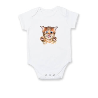 Dětské body s potiskem Kočka baf