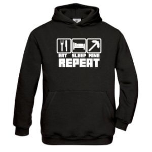 Dětská mikina Minecraft s potiskem Eat Sleep Mine Repeat