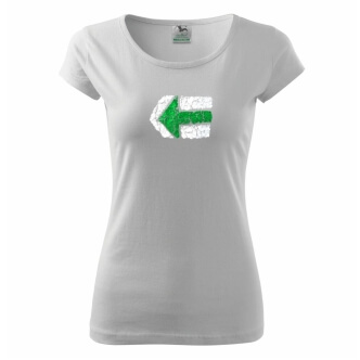 Dámské tričko s potiskem Turistická šipka zelená