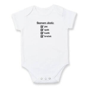 Kojenecké body s potiskem Seznam úkolů