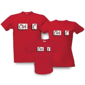 Rodinná trička s potiskem Ctrl + C Ctrl + V