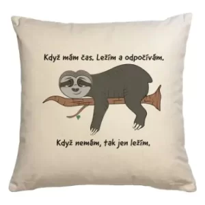 Bavlněný polštář s potiskem Lenochod