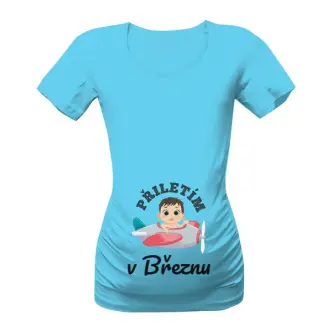Těhotenské tričko s potiskem Letí miminko - kluk