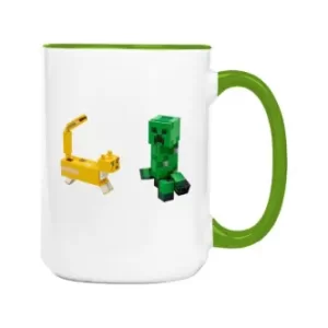 Hrnek s potiskem Minecraft ocelot a creeper