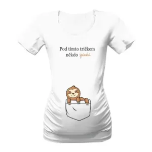 Těhotenské tričko s potiskem Pod tímto tričkem někdo spinká