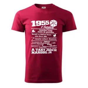 Narozeninové tričko s potiskem 1955 v kostce