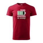 Tričko s potiskem TICHO, maminka se dobíjí