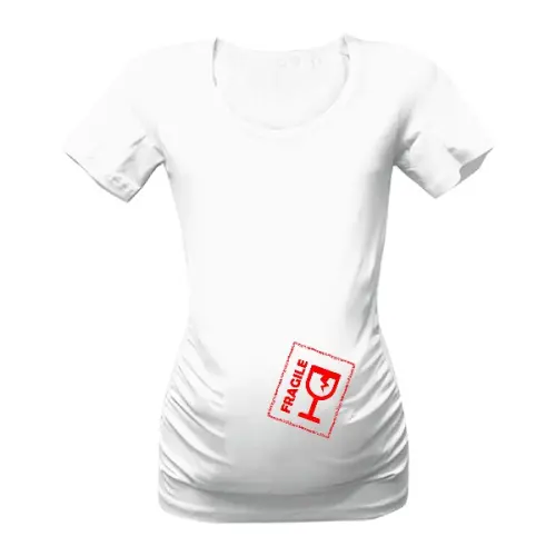 Těhotenské tričko s potiskem Fragile křehké