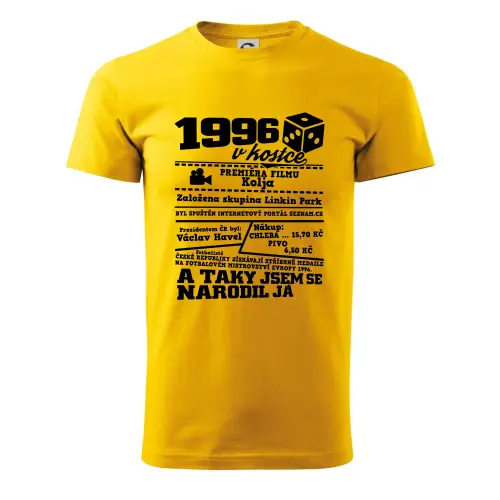 Narozeninové tričko s potiskem 1996 v kostce