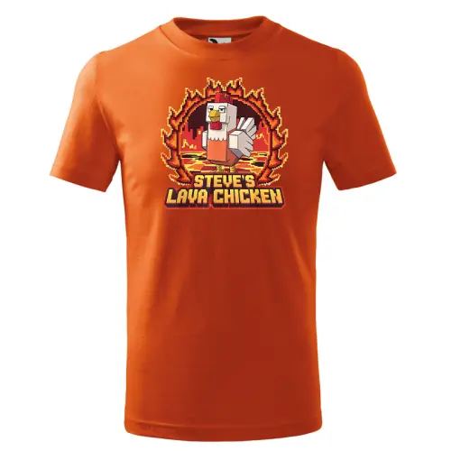 Dětské triko s motivem inspirovaným hrou Minecraft Steve's Lava Chicken Dětské tričko s potiskem Steve's Lava Chicken
